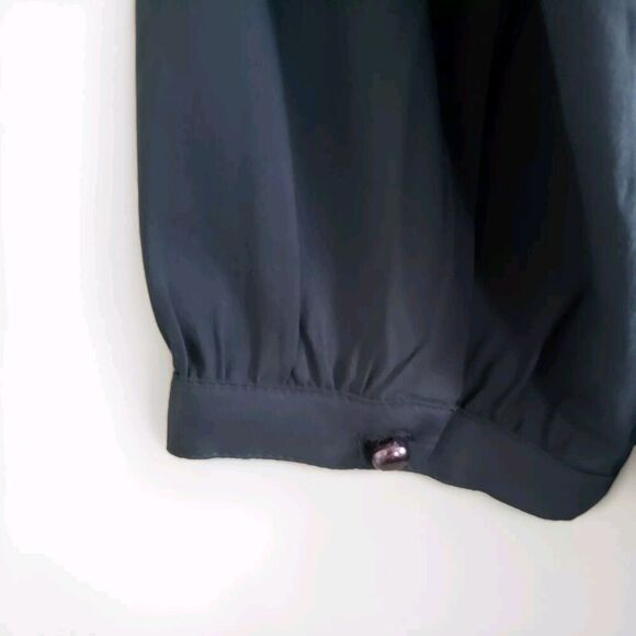 Modcloth Blouse Women's Medium Navy Blue Chiffon Beaded Collar Sheer Top NWT - Picture 9 of 12